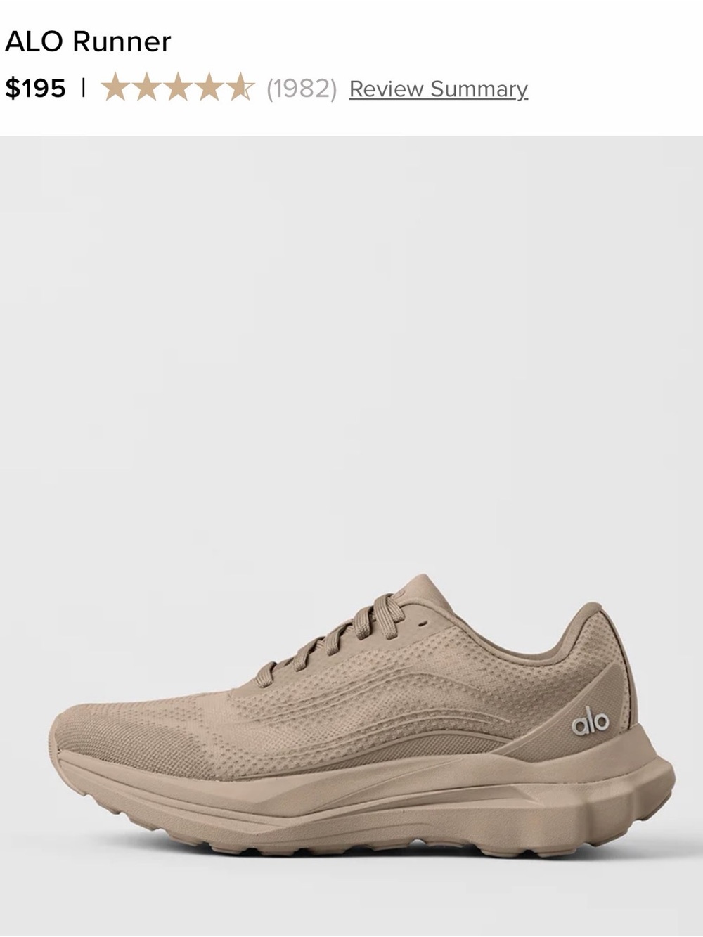 ALO Yoga Women's Runner Shoe in Taupe